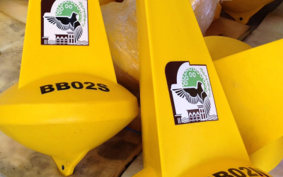 Customization of Sealite  SLB700 Marker Buoy fitted with Post Mould Graphics .